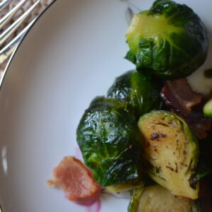 Her Brussels Sprouts with Applewood Bacon