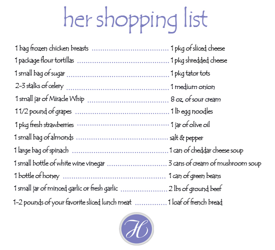 shopping list copy