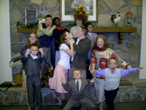 Our "family" (7 kids, 2 interns, Brian and me), Thanksgiving, 2006