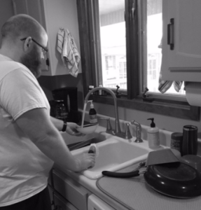 Here's my husband doing some dishes