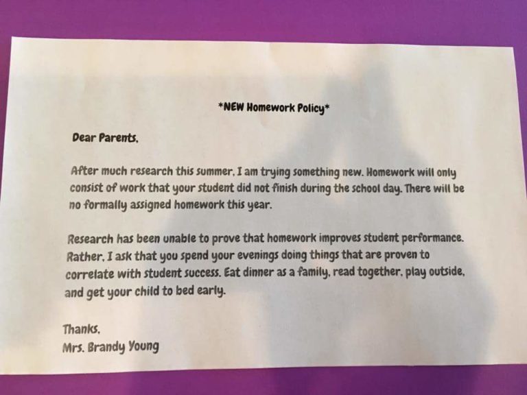 Mom/Teacher Responds To School's Viral "No Homework" Policy