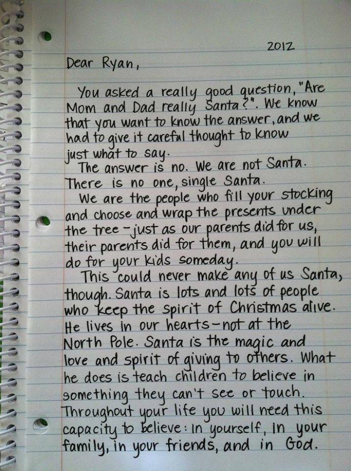 Letter to Santa explaining Christmas magic to a child
