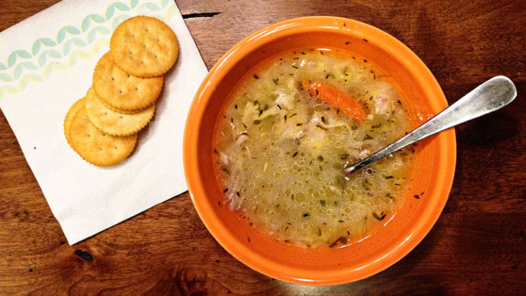 Bowl of soup and crackers