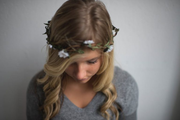Teenage girl wearing flower crown