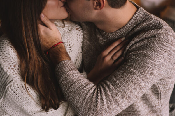 Man and woman kissing in love