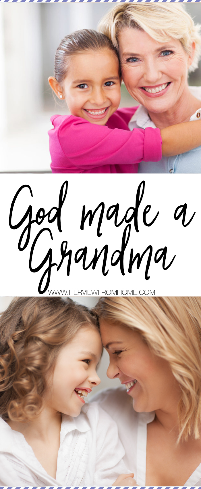 God had to have somebody willing to break the rules behind mama's back and yet know her limits and then say "Mommy said, 'No,'" with a grimace and a wink. So God made a Grandma.  