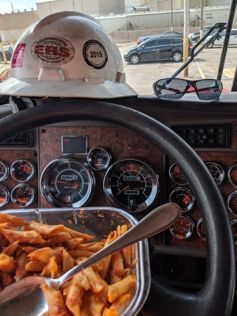 Hard hat sitting on car dashboard hot lunch