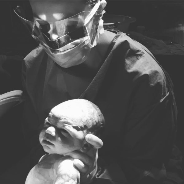 Newborn baby black and white photo