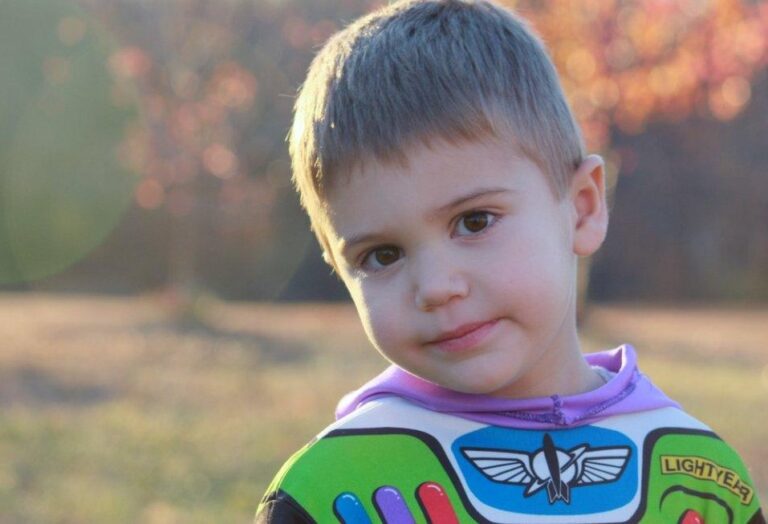 Little boy in Buzz Lightyear costume