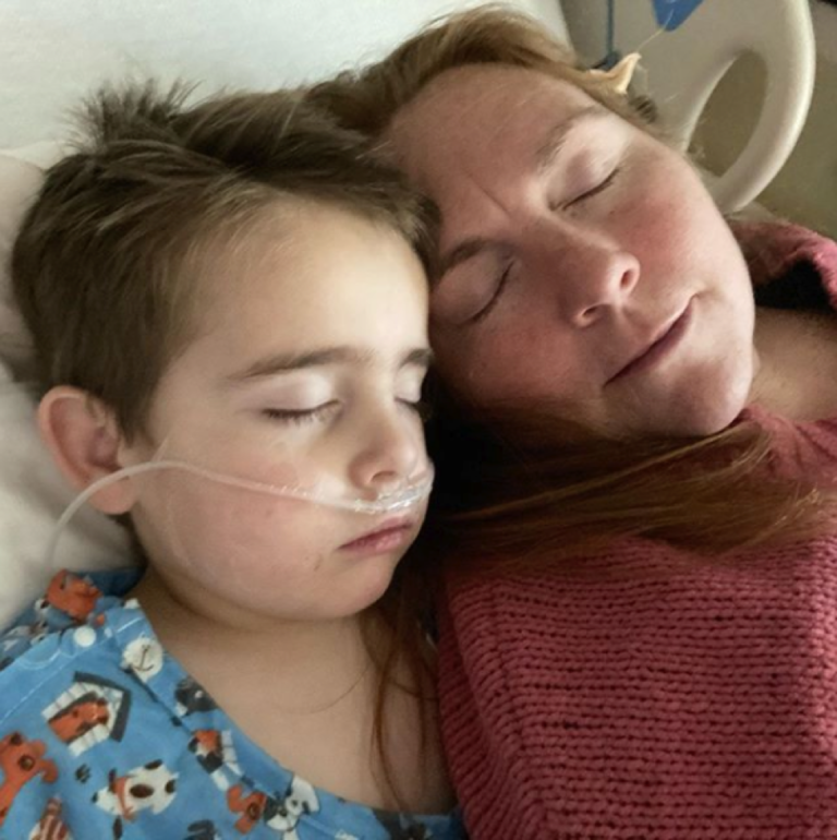 Mother and son in the hospital