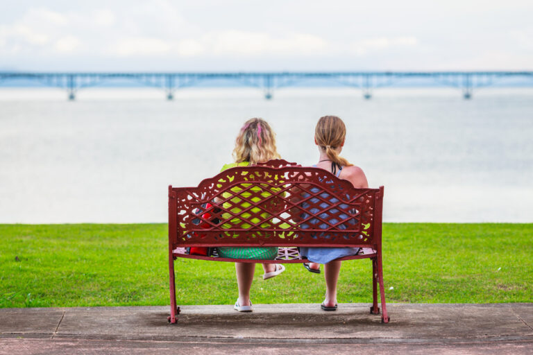 Two women on bench
