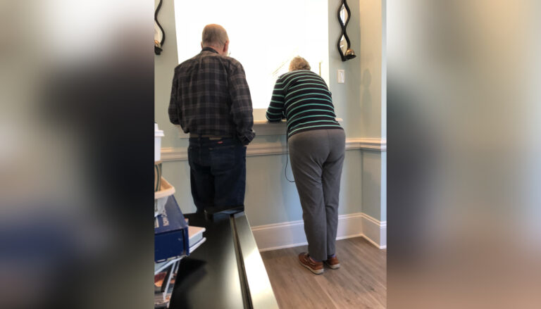 Elderly couple from behind