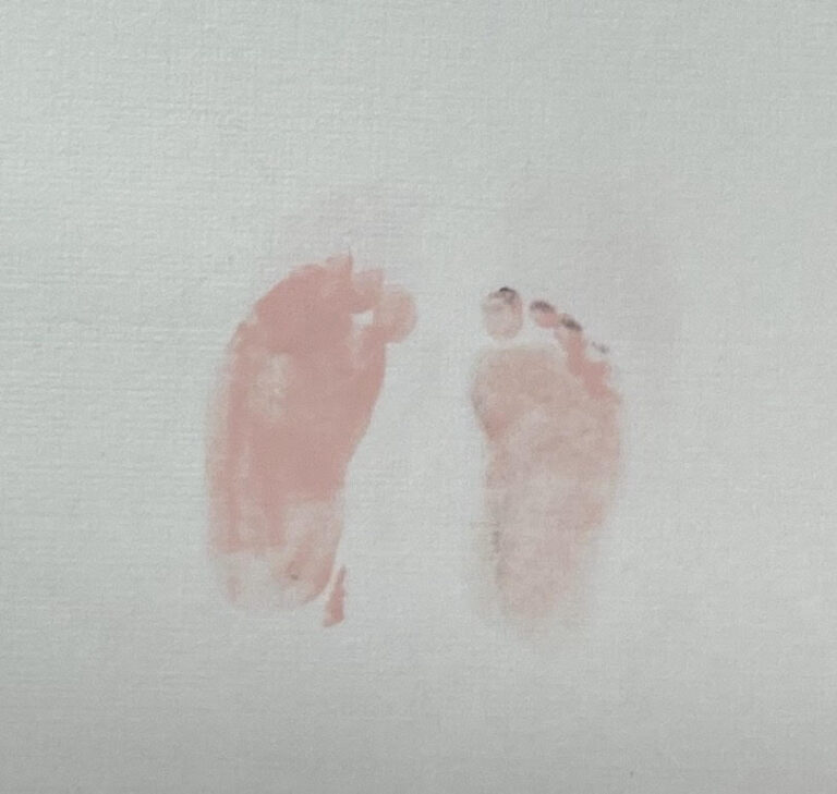 Infant footprints, color photo
