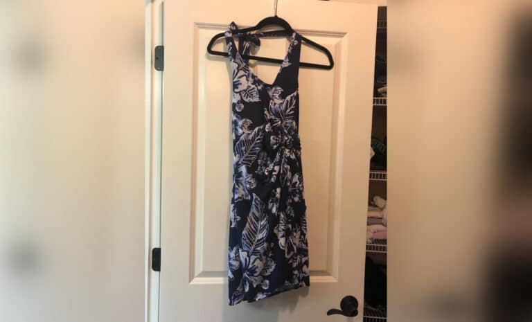 Dress hanging on closet door