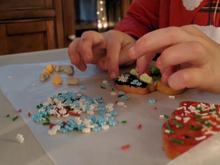 Child's hands making crafts