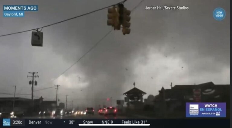 Tornado warning in Michigan town