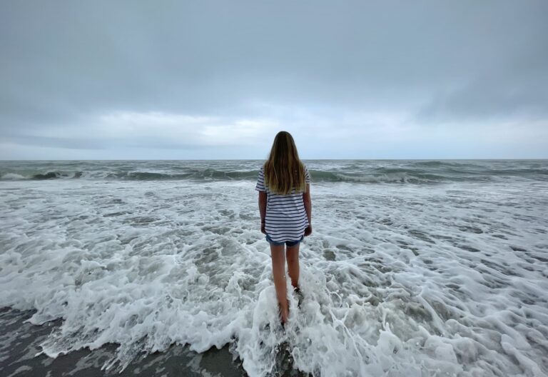 Teen girl in ocean