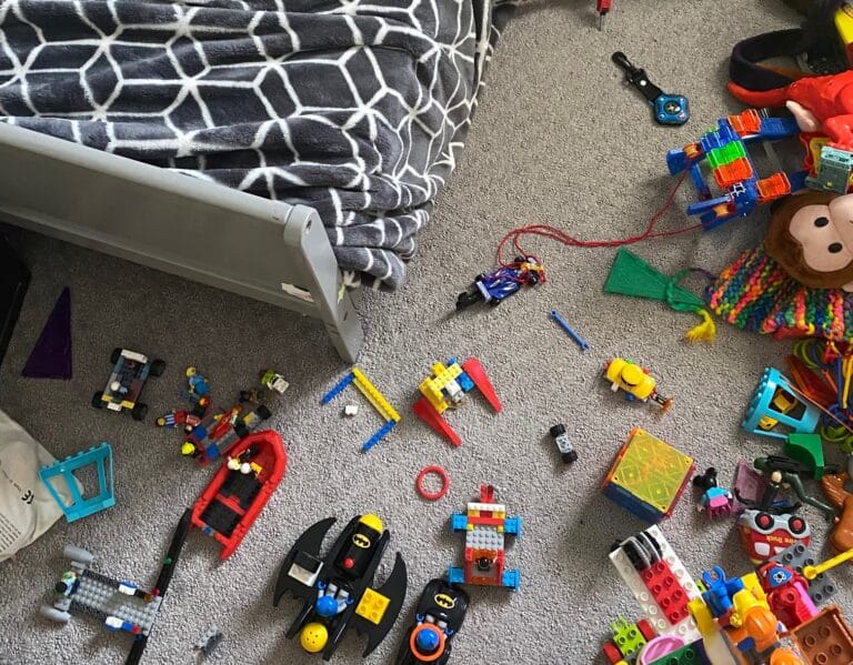 Toys on bedroom floor