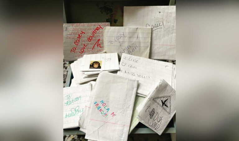 Pile of handwritten letters, color photo
