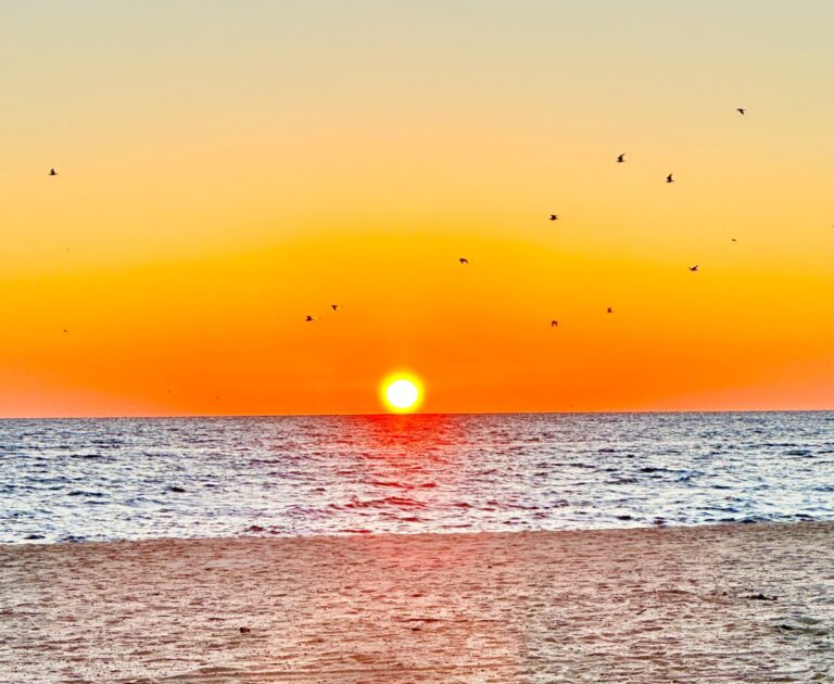 Sunrise over the ocean, color photo
