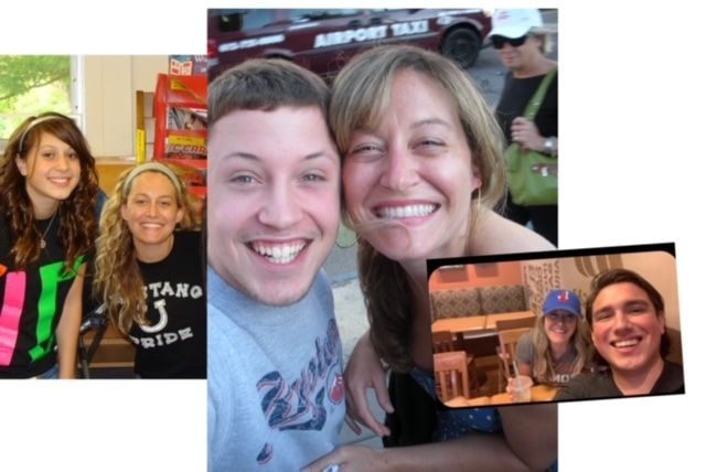 Collage of mom with teens, color photo