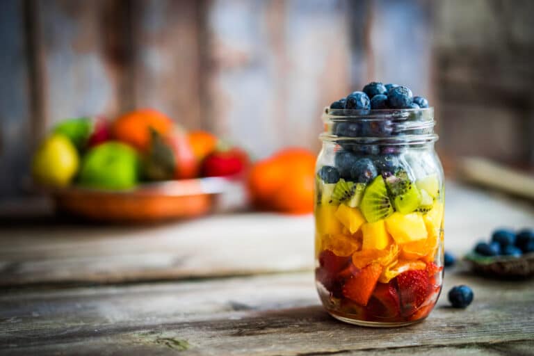 Fruit in a mason jar