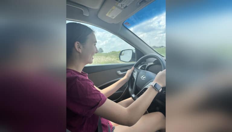Teen girl driving