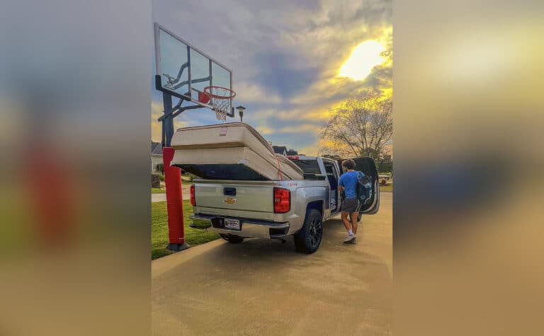 photo of a teen packing up his truck