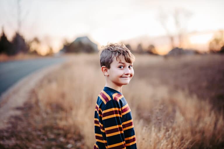 Little boy outside, color photo