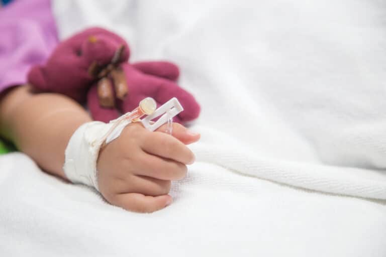 Child's hand with IV