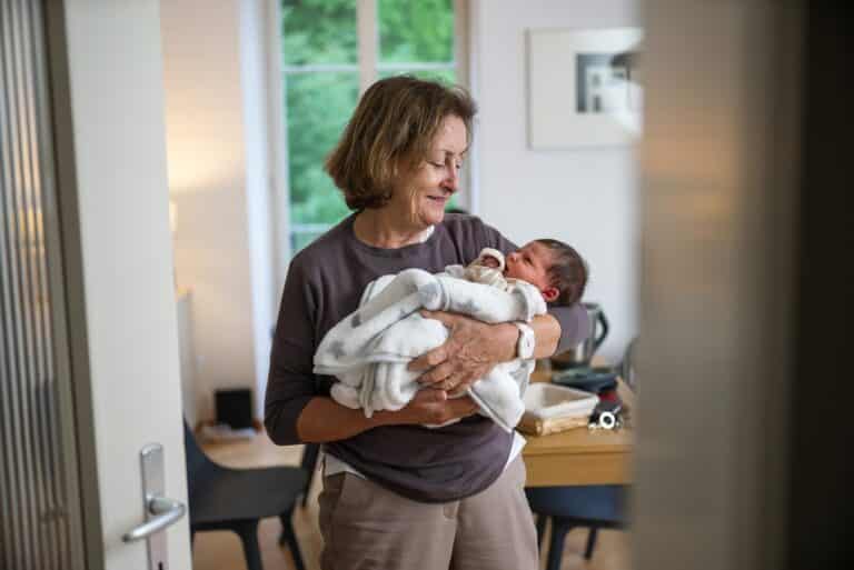 Grandmother holding baby