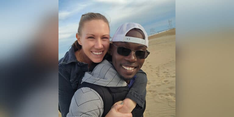 Smiling couple in selfie