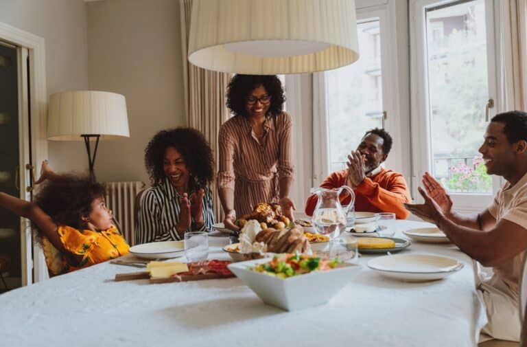 Family around a table