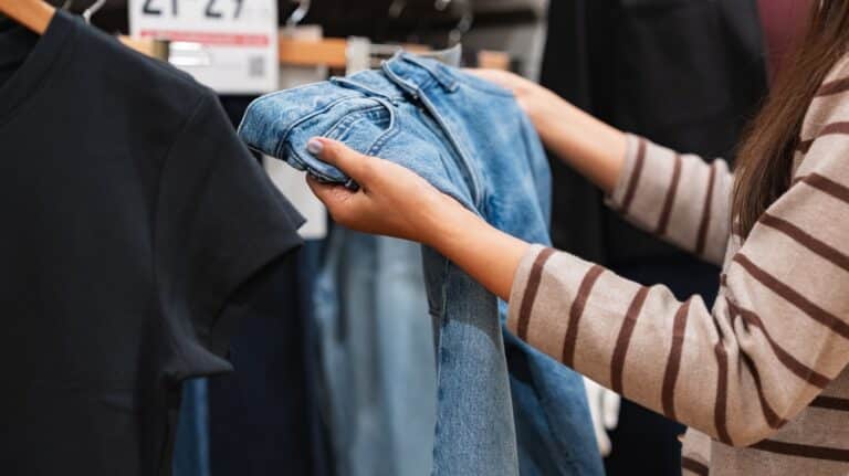 Woman shopping for jeans