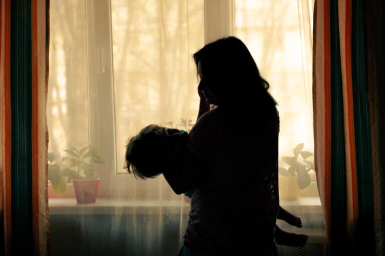 Mother and child silhouette