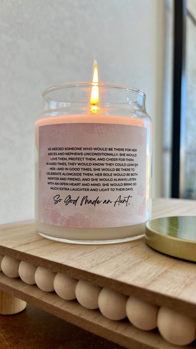 Aunts are such a special part of our lives. They love our kids so well, and we couldn’t do it without them! 🤍

Grab our new So God Made An Aunt candle in the Her View Shop. Comment aunt and we’ll send the link directly to you❤️
